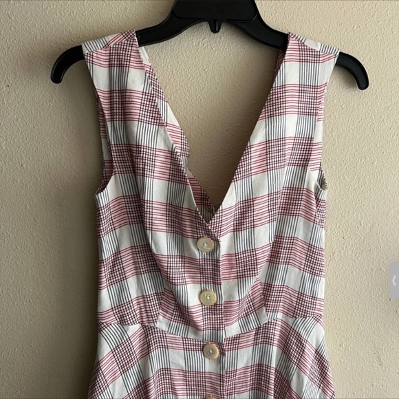 VERONICA BEARD Finn ecru checked crepe midi dress Sz M/8 - Picture 5 of 6